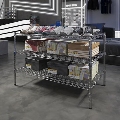 24" Deep x 42" Wide x 27" Height Wire Shelving Kit | 3-Tier | NSF Commercial Storage Rack Unit