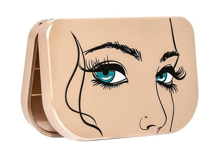 Champion Gold Eyelash Storage Case Organizer With Makeup Mirror Frame Box, Magnetic Lash Packaging Travel Bag