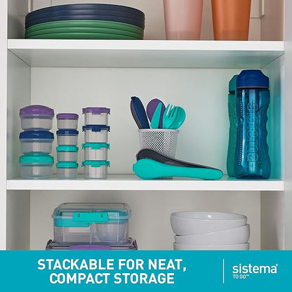 Sistema 4-Piece Salad Dressing and Condiment Containers with Lids for Lunch