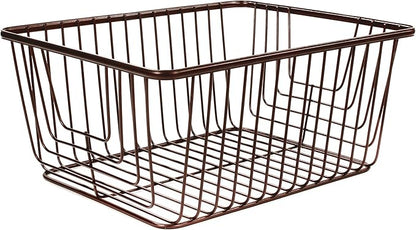 Spectrum Diversified Ashley Large, Decorative Steel Wire, Rust-Resistant Metal Storage Basket Built-in Handles, Bin for Bathroom, Pantry, Kitchen & Closet, Medium, Satin Nickel PC