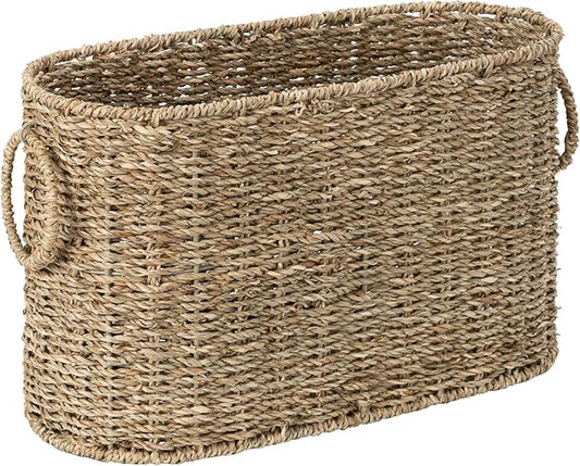 StorageWorks Toilet Paper Storage, Toilet Paper Storage Holder for 6 Regular Rolls, Wicker Basket for Bathroom, Natural Seagrass