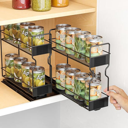 SpaceAid Pull Out Spice Rack Organizer for Cabinet, Heavy Duty Slide Out Seasoning Kitchen Organizer, Cabinet Organizer, with Labels, 7.7" W x10.75 D x10 H, 2 Drawers 2-Tier