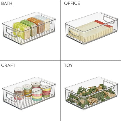 iDesign Stackable Pantry Bins with Handles, 4 Different Sizes, 4 Pack, Clear, Made in USA