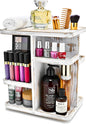 Sorbus 360° Makeup Organizer - Grey Rustic Wood Storage Carousel for Cosmetics, Make Up, Skin Care Organizer - Rotating Makeup Organizer for Vanity, Bathroom Storage, Bedroom, Kitchen, Desk, Dorm