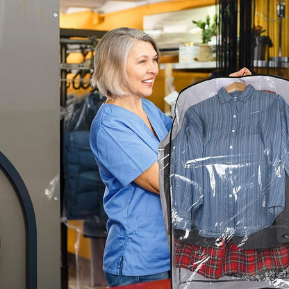 Windyun 8 Pcs 10" Clear Gusseted Garment Bags for Hanging Clothes 40" Transparent Dress Bags with Full Zipper Garment Covers for Closet Storage Coats Jackets Shirts Suits, Plastic