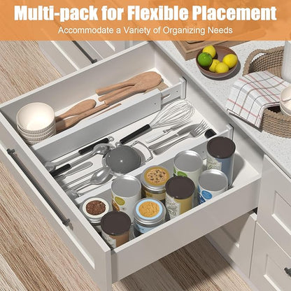 Bamboo Drawer Dividers,17-22" Adjustable Kitchen Drawer Organizer for Clothes,6 Pack Expandable Drawer Organization Separators for Bedroom,Bathroom,Dresser and Office,White