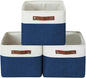 DECOMOMO Storage Bins, Extra Large Fabric Storage Baskets for Shelves, Decorative Linen Closet Organizer, 15.8 x 12.5 x 10 inches (Navy Blue & White, 3 Pack)