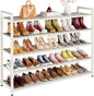 5-Tier Shoe Rack, Large Capacity Metal Free Standing Shoes Rack, Sturdy and Durable Shoe Organizer, Shoe Shelf for Closet, Entryway, Bedroom, for 28-30 Pairs, 42.1" W x 9.8" D x 35.4" H, White
