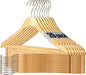 Wooden Natural Slim Solid Wood Coat Hangers,16.7inch Ultra Thin Space Saving Wooden Adult Hangers,Clothes 20 Pack Heavy Duty Suit with Pant Bar for Jacket Shirt Suit Pants