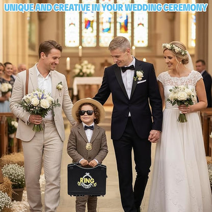 Ring Security Wedding Ring Bearer Briefcase-Padded Slits Holder,Bearer Gifts Security Box for Proposal Ceremony Wedding Day,Special Agent Guard Protector Case for Boys Kids(Pp Suitcase)