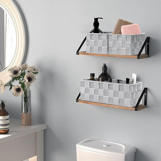 Posprica Small Baskets for Organizing(7 Set) Woven Storage for Shelves, Bathroom, Decorative Closet Organizer, Dresser Bins, Shelf
