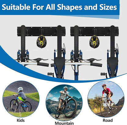 Sinoer Bike Storage Rack,Bike Storage Hanger, 4 Bikes + 3 Helmets Heavy Duty Bike Storage Vertical Bike Rack Holds up to 66lbs, 20 inches / 511mm -2 Rails
