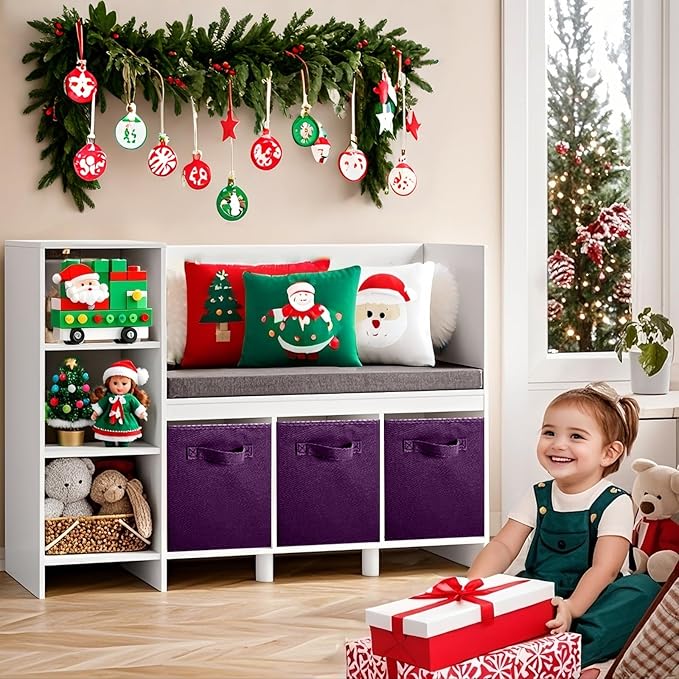 ShellKingdom Storage Bins, Foldable Fabric Storage Cubes And Cloth Storage Organizer Drawer For Closet And Toys Storage, 13 X 13 X 13 INCH, 6 Pack (Purple)