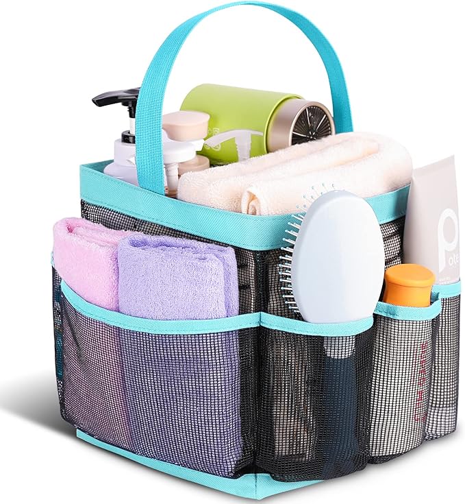 EUDELE Mesh Shower Caddy Portable for College Dorm Room Essentials,Shower Caddy Dorm with 8-Pocket Large Capacity for Beach,Swimming,Gym,Travel essentials