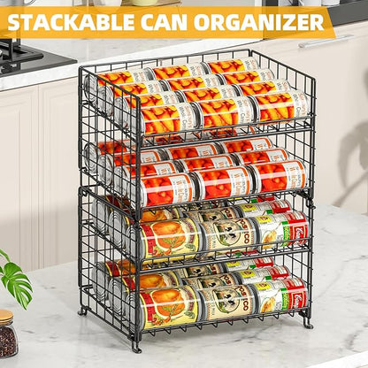 2-Pack Stackable Rack Organizer, Storage for Kitchen Pantry Cabinet, Holders for Food, Multifunctional Dispenser for Snacks Soda