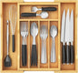 Lifewit Silverware Drawer Organizer, Expandable Utensil Tray for Kitchen, Flatware and Cutlery Holder, Wood Adjustable Storage for Spoons Forks Knives, 9.4-15.7x13", Natural
