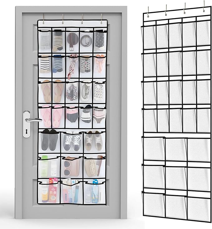 Chunful Extra Large 29 Pockets Over the Door Shoe Organizer 20 Regular 9 Large Breathable Mesh Pockets Hanging Shoe Rack Organizer for Bedroom Bathroom Closet Door Shoes Toys Accessories(White)