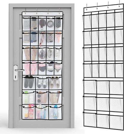 Chunful Extra Large 29 Pockets Over the Door Shoe Organizer 20 Regular 9 Large Breathable Mesh Pockets Hanging Shoe Rack Organizer for Bedroom Bathroom Closet Door Shoes Toys Accessories(White)