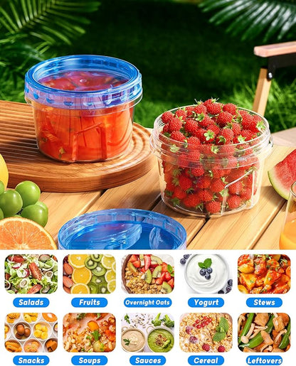 BiuLeon 6 Pack-17oz Freezer Storage Containers, Plastic Food Storage Containers with Twist Top Lids, BPA Free and Reusable Soup Containers with Lid, Microwave and Dishwasher Safe