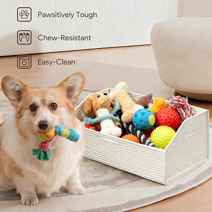 UBBCARE Closet Storage Bins 2 Pack, Cotton Rope Clothes Storage Bins & Sturdy Dog Toy Basket, 19" X 11" X 7" Shelf Baskets for Organizing, White