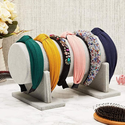 Juvale Velvet Headband Holder Stand - 12.2 x 6.5 x 6.7 Inches, Gray Velvet - Hair Accessories Organizer & Headband Rack - Bracelet Display & Jewelry Stand