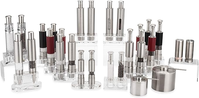 Grind Gourmet Salt Cellar, Spice Jars Stainless Steel, Storage Spice Jars Silver Cellar With Spoon Solid Stainless Steel Holder (Large, Silver)
