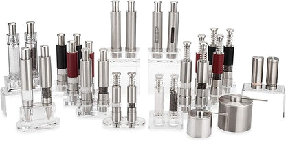 Grind Gourmet Salt Cellar, Spice Jars Stainless Steel, Storage Spice Jars Silver Cellar With Spoon Solid Stainless Steel Holder (Large, Silver)