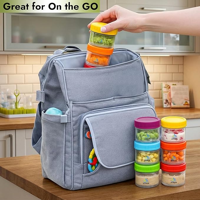 ARSUK 4 OZ Small Glass Containers with Lids (12 Pack) - Mini Glass Jars for Salad Dressing, To-Go Travel, Sauces, Spices, and Meal Prep - Reusable, Airtight, Leakproof, Microwavable and Freezer Safe