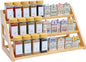Bamboo Tier Spice Rack Organizer: 17.5 Inch Wide Kitchen Cabinet Countertop Spice Jar Organizer for Home Organization
