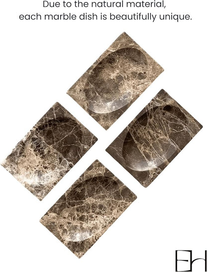 Marble Soap Dish for Shower - Stone Soap Tray Holder, Natural Soap Bar Holder Countertop Caddy, Marble Bathroom Accessories (Emperador Dark)