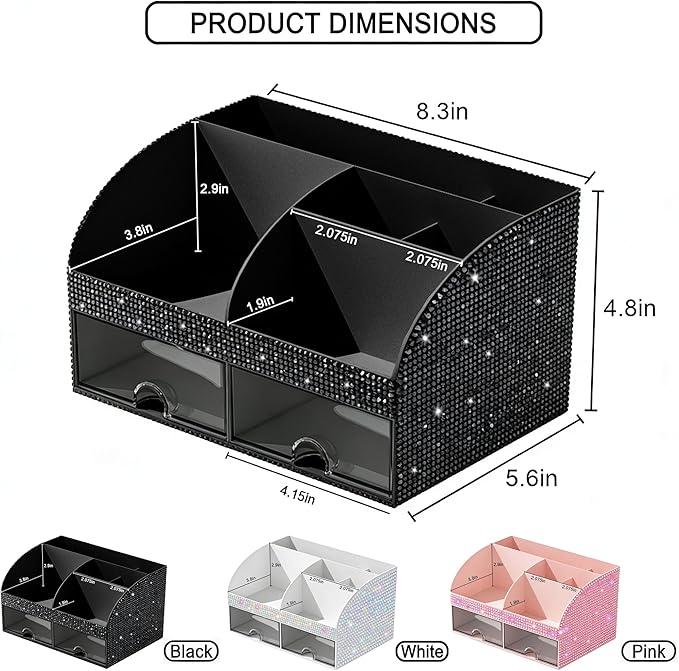 COMFYROOM Makeup Organizer, Bathroom Organizer (Bling Black)