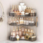 3-Tier Corner Organizer with Hooks, Gray PET Counter Storage | Multi-Purpose for Bathroom Skincare & Kitchen Organization