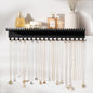 Necklace Holder Wall Hanging Organizer: Wall Mounted Jewelry Shelf with 56 Hooks and Tray, Display Hanger for Kids, Girls and Women, Black & Metal
