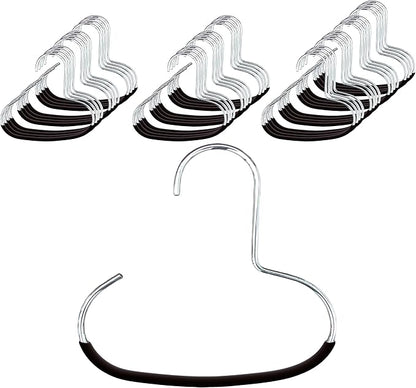 Mawa Scarf, Shawl, Belt, and Accessory Organizer, Non-Toxic Metal Hanger with Grip Coating, Easy Access Open Hook, Model G-1 Space Saving Design, Set of 40, Black
