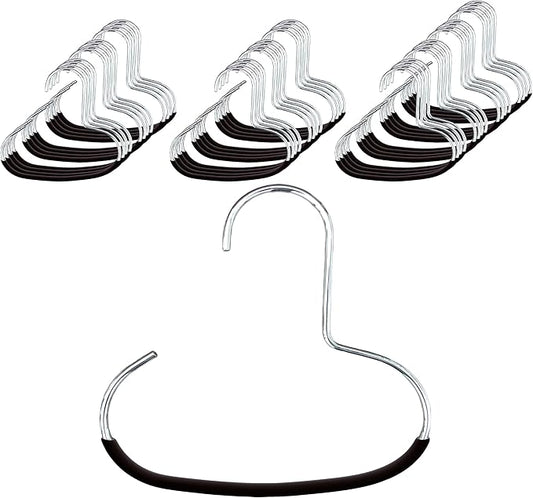 Mawa Scarf, Shawl, Belt, and Accessory Organizer, Non-Toxic Metal Hanger with Grip Coating, Easy Access Open Hook, Model G-1 Space Saving Design, Set of 40, Black
