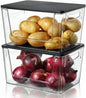 Heyuzb Pantry Organizers Storage, 2 Pack Large Clear Storage Bins with Bamboo Lids for Onion, Potato, Garlic, Canned Food, Organizer Bins for Under Sink, Kitchen, Countertop, Bathroom