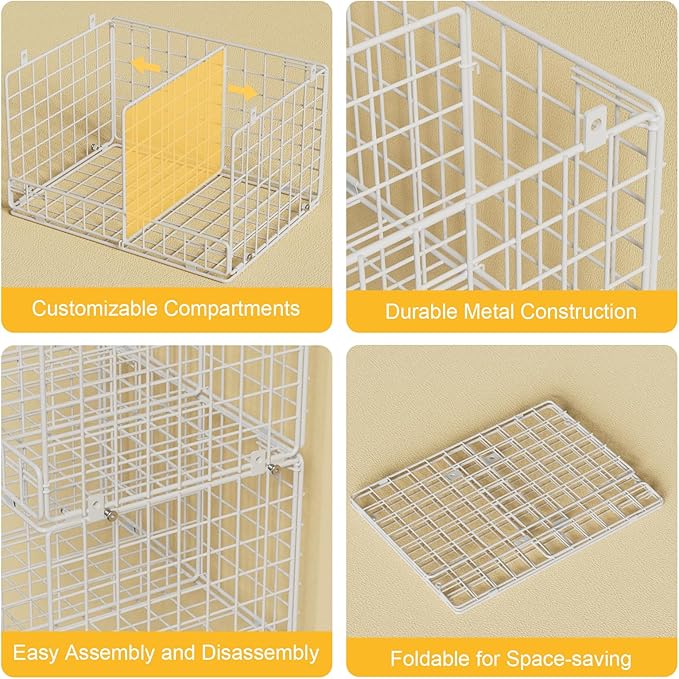 VyGrow 5 Tier Hanging Closet Organizer with Adjustable Dividers, Heavy-Duty Storage Shelves for Clothing, Kitchen, Laundry Room, Extra Large Baskets, 15.7" W x 11.8" D x 51" H, White