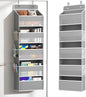 Kaitiemoo 1 Pack 5-Tier Over the Door Organizer, Heavy-Duty Large Deep Pocket Hanging With 5 Large Front & 6 Side Pockets With for Pantry, Kitchen, Bathroom, Dorm, Grey