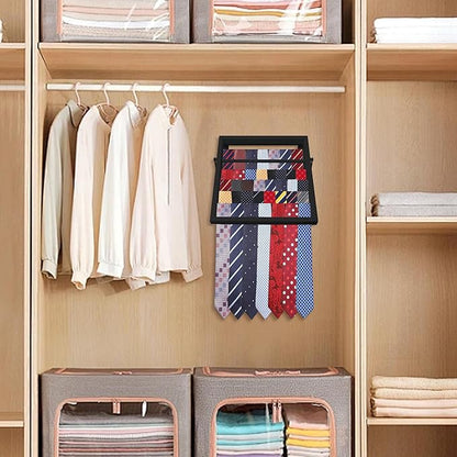 Tie Organizer for Men, Tie Organizer up to 54 Ties, Metal Tie Racks for Men Closet, Tie Holders for Closet, Tie Rack Wall Mounted, Suitable for Ties, Scarves and Belts Organization (Black)