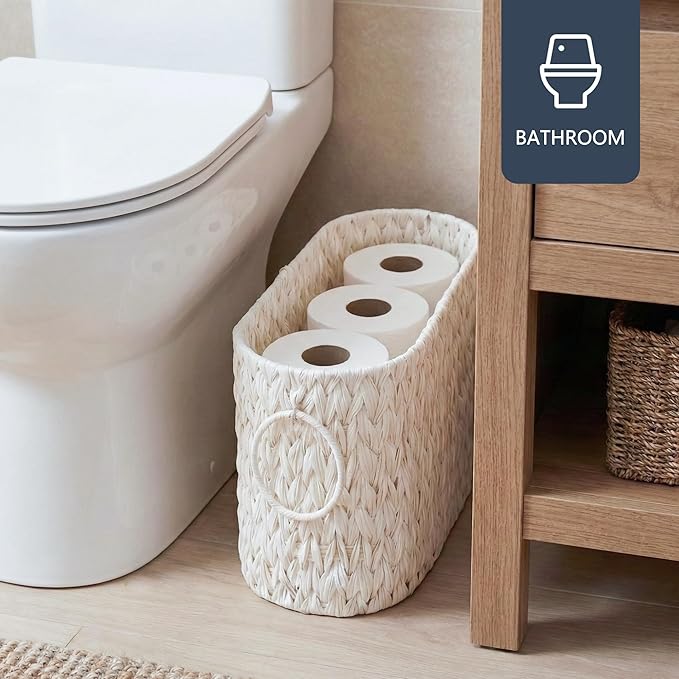 Coeusy Toilet Paper Basket,Boho Decorative Toilet Paper Storage,Large Wicker Basket for Bathroom Storage,Free Standing