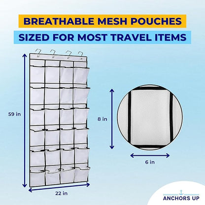 Cruise Cabin Over Door Organizer for Shoes, Toiletries and Accessories – 24 Pockets – Tested on All Cruise Lines such as Carnival, Royal Caribbean, Celebrity, Norwegian etc – Cruise Essentials