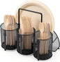 Utensil Caddy Silverware Holder for Party, Metal Mesh Cutlery Storage Organizer for Forks Spoons Napkins Plates, Perfect for Kitchen, Buffet, Picnic, Camping & Outdoor BBQ