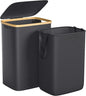 Foluck Large Laundry Hamper, 75L Waterproof Laundry Basket with Lid and Removable Bag, Collapsible Tall Clothes Hamper with Bamboo Handles for Clothes Toys in Dorm Bedroom Bathroom, Black