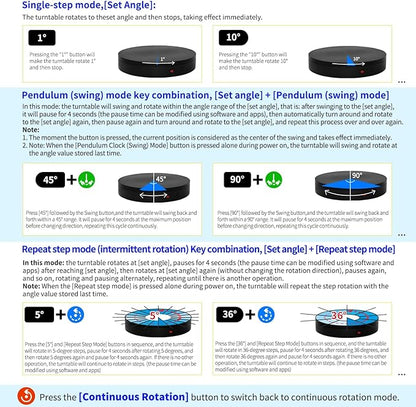 Programmable Motorized Electric Turntable Rotating Display Stand Rotating Platform Spinning Platform Secondary Development Motorized Electric Lazy Susan for 3D Scaner or Display with USB/Bluetooth
