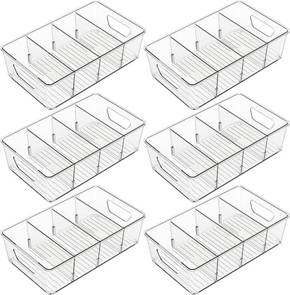 Stackable 6 Pack Snack Organizer for Pantry Shelf,Clear Pantry Organizers and Storage Bins for Fridge,Office,Cupboard,Plastic Pantry Snack Organizer For Breast Milk,Tea Bag,Food Storage Containers