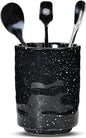 Ceramic Spoon Holder for Coffee Bar, Upright Tea Spoon Holder Cup, Coffee Stirrers Straws Stir Stick Holder, Black Starry Sky