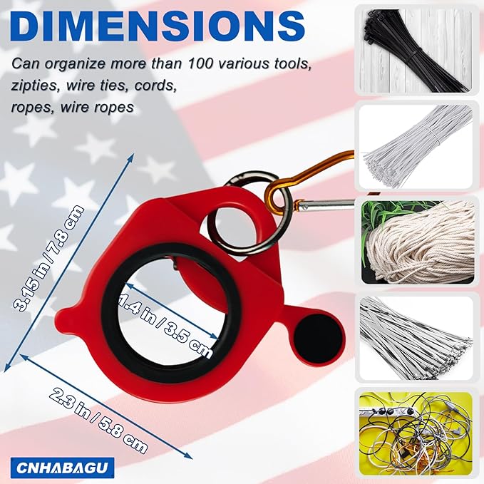 Zip Tie Holder Organizer Cable Tie Organizer Holder for Tool Belt Strong Efficient Solution for Electrician Zip Ties Holder Reusable Portable Safety (Red, 2 Pack)