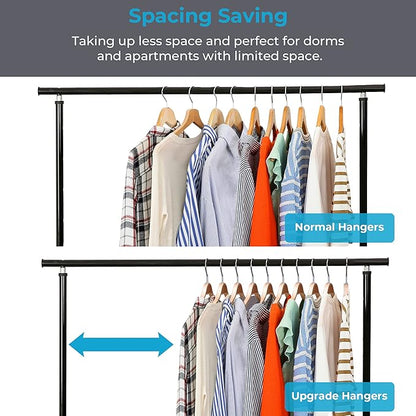 JS Hanger Lightweight Non Slip Wooden Hangers - 10 Pack Heavy Duty Wood Coat Hangers with Soft Stripes for Camisole, Jacket, Dress Clothes, Sweater, Natural Finish