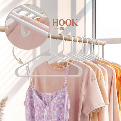 Plastic Hangers 50 Pack White - Clothes Hangers - Makes The Perfect Coat Hanger and General Space Saving Hangers for Closet and New Apartment Essentials - Percheros Ganchos para Colgar Ropa Hangars
