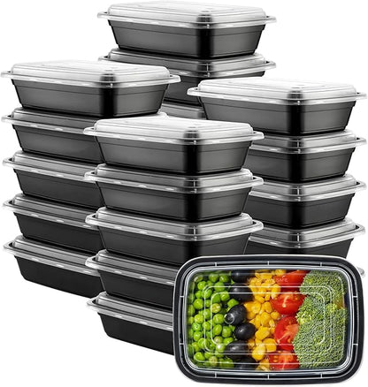 GUSTO 24 oz - 1 Compartment Meal Prep Containers with Lids – [50 Count] Reusable, Microwaveable, Dishwasher & Freezer Safe, BPA-Free Food Storage Boxes for Portion Control (Formerly Comfy Package)